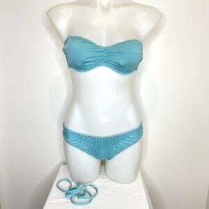 La Perla Anna Club 2 Piece Bikini Swimsuit Set Womens 42 US 6 Aqua Blue